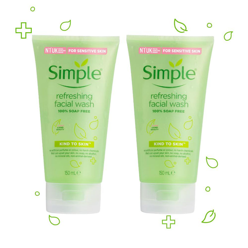 Simple Kind to Skin Refreshing Facial Wash (Pack of 2) - (150ml +150ml)